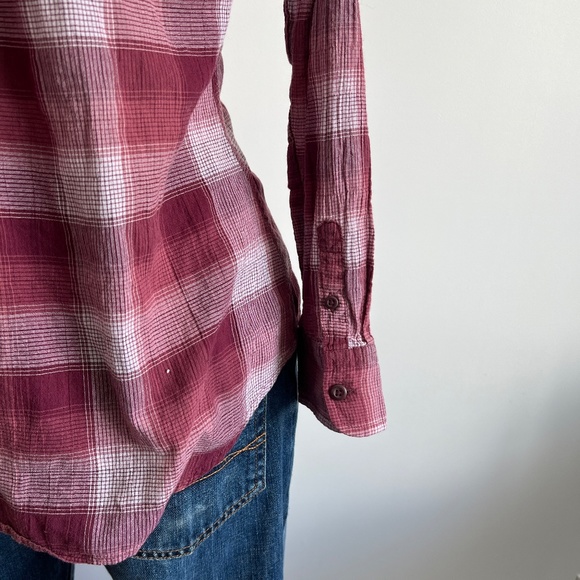 WindRiver - Pink & White Checkered Long Sleeve Button Down Shirt - Picture 5 of 7